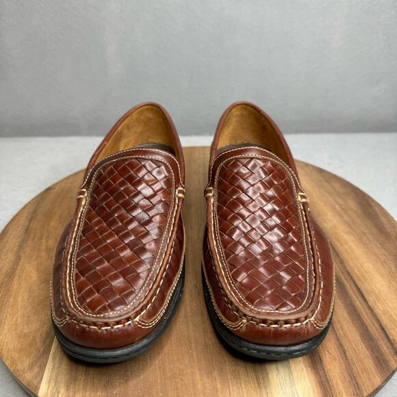 Johnston & Murphy Woven Venetian Leather‎ Loafer Brown Mens Size 8 #25-8344 - Picture 4 of 9